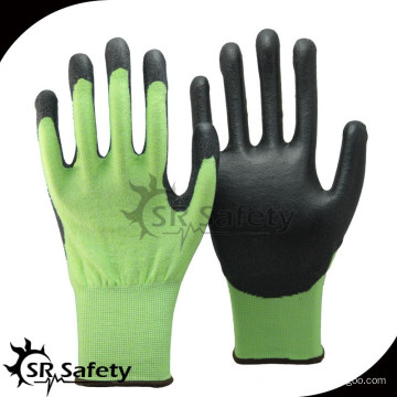 SRSAFETY 18g HPPE Faser PU beschichtetes festes Griff Arbeitsschutz Sicherheitsstufe 4 schneidfeste Handschuhe